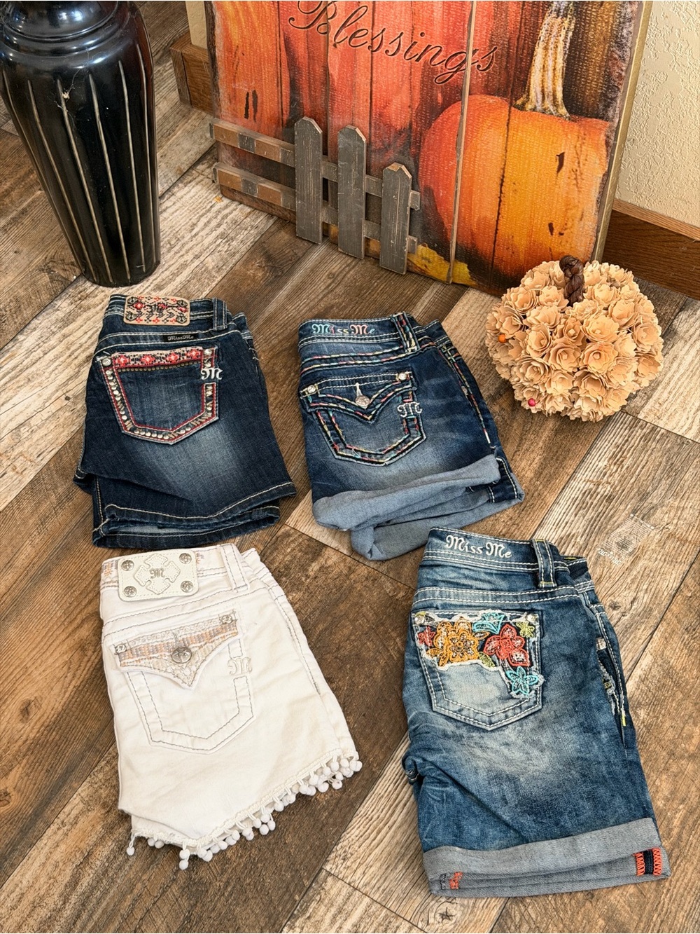 Miss Me White Denim Shorts with Pom-Pom Hem
